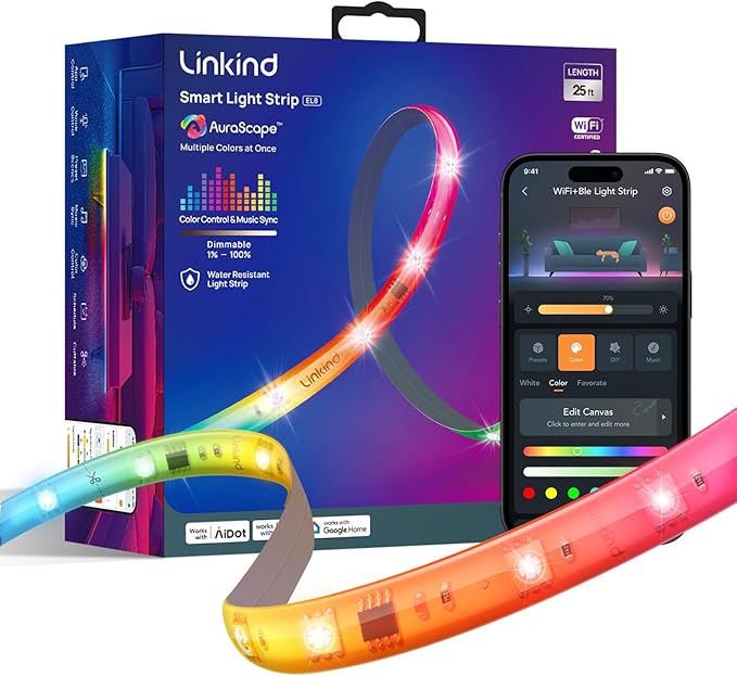 Linkind LED Strip Lights RGB 25ft, Smart Light Strip Work by Linkind
