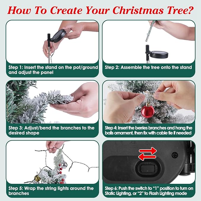 2 Pack Solar Christmas Decorations Tree Lights, Upgraded Outdoor Solar Stake - Image 8