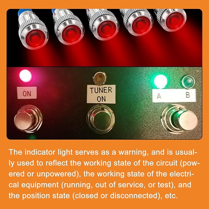 GASHER 5 PCS Energy Saving Indicator Light, LED Light 12V/24V/110V 20mA Panel - Image 6