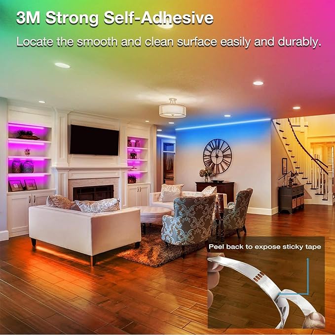 VOLIVO LED Strip Lights 50 FT, Color Changing Led Light Strips Kit - Image 5