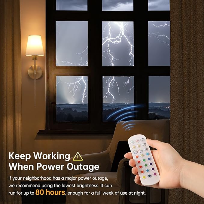 Battery Operated Wall Sconce, 120H Usage Time 22.6" Rechargeable Wall Light - Image 5