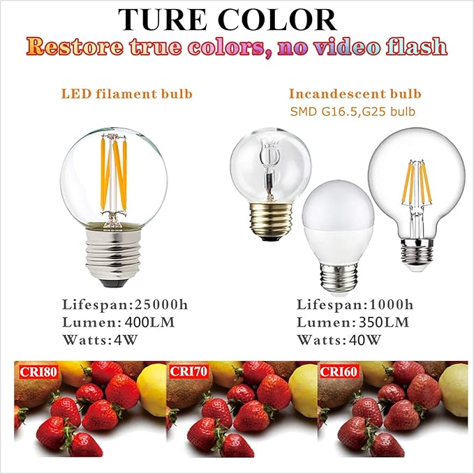 LiteHistory Dimmable g16.5 led Bulb 40W g16 1/2 led Edison Bulb 2700K 4W e26 - Image 6