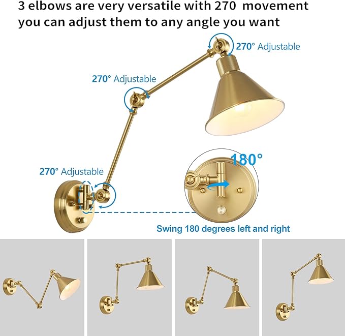 TRLIFE Wall Sconce with Remote Control, Brushed Brass Plug in Wall Sconces - Image 5