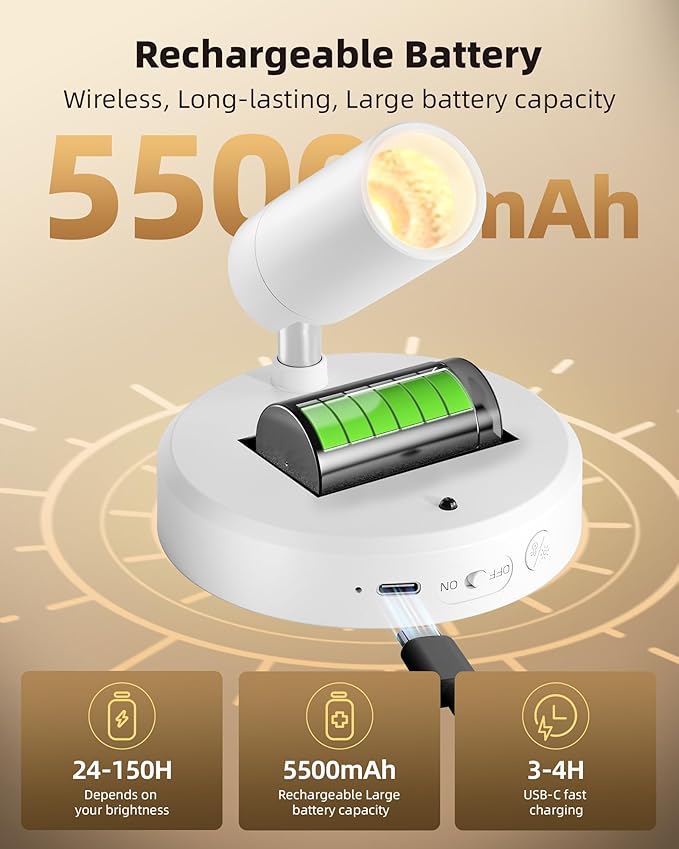 EZVALO Battery Powered LED Spotlight Indoor, Wireless Picture Lights - Image 2