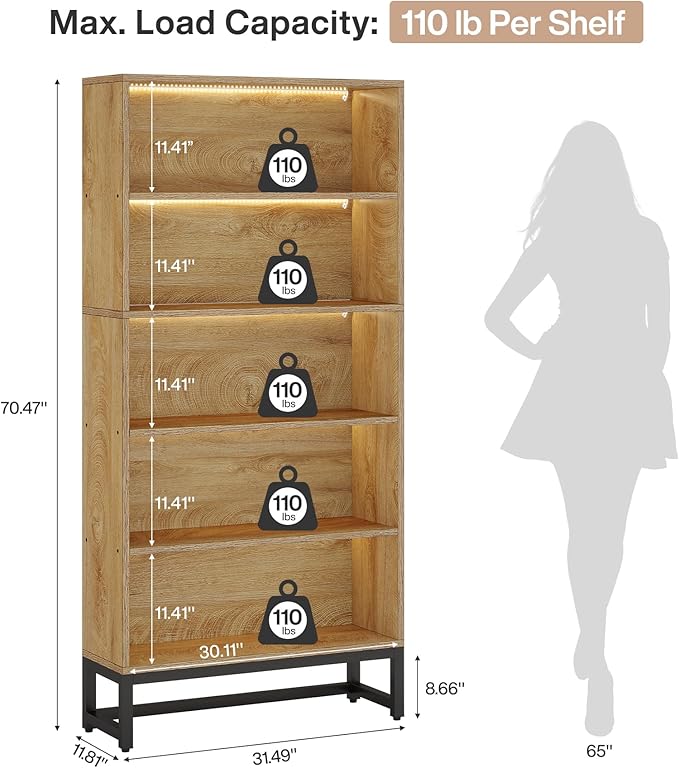 Tribesigns Tall Bookcase and Bookshelf, 70.8" Large Bookcases Organizer - Image 2