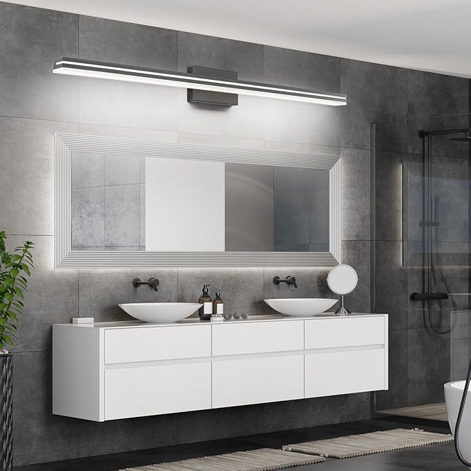 SineRise 48-Inch LED Modern Bathroom Vanity Light Bar, Matte Black Modern - Image 3