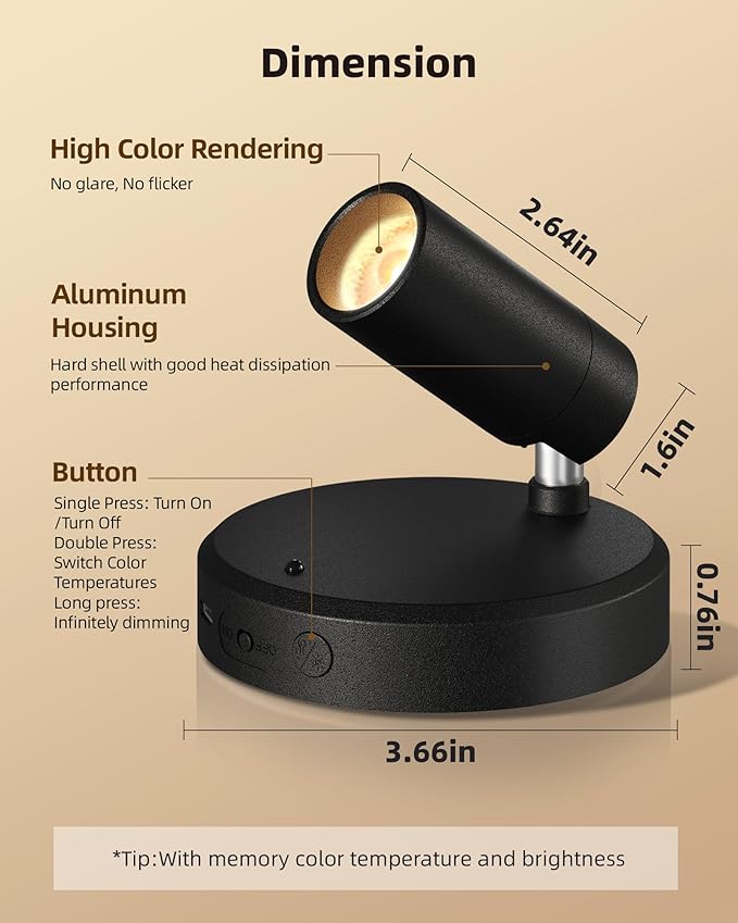 EZVALO Spotlights Indoor with Remote, 5500mAh Rechargeable Picture Lights - Image 5