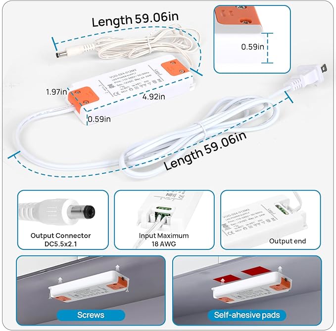 Litever Under Cabinet Lighting Kit. Slim. Super Bright. 21W. Dimmable. Remote - Image 6