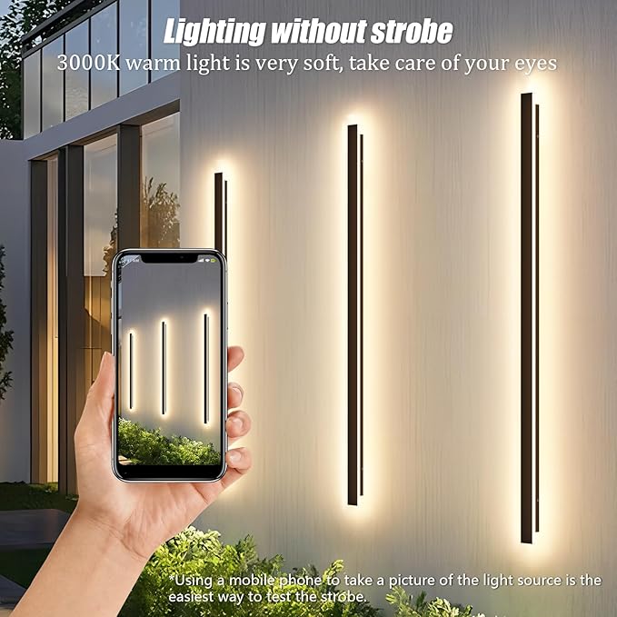 2 Pack 56.3inch Long Outdoor LED Wall Lights 45W Black 3000K Warm White Porch - Image 5