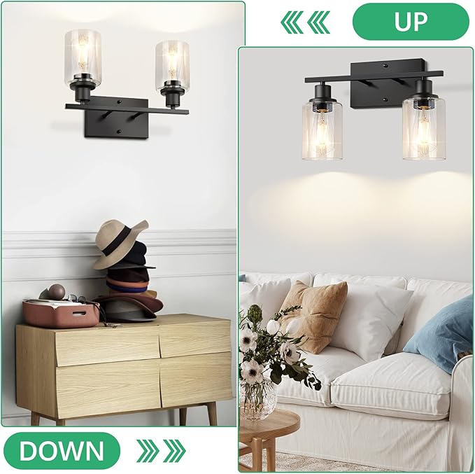 ShineTech 2-Light Bathroom Vanity Light Fixtures, Modern Wall Lighting - Image 5
