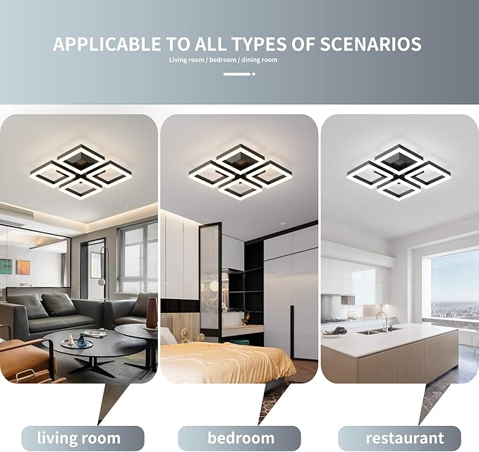 GEADI Led Ceiling Light, Modern 4-Square Ceiling Lamp 52W Dimmable Flush Mount - Image 8