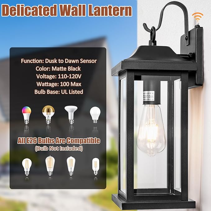 2-Pack Dusk to Dawn Large Outdoor Wall Lights 17 Inch, Exterior Light Fixtures - Image 8
