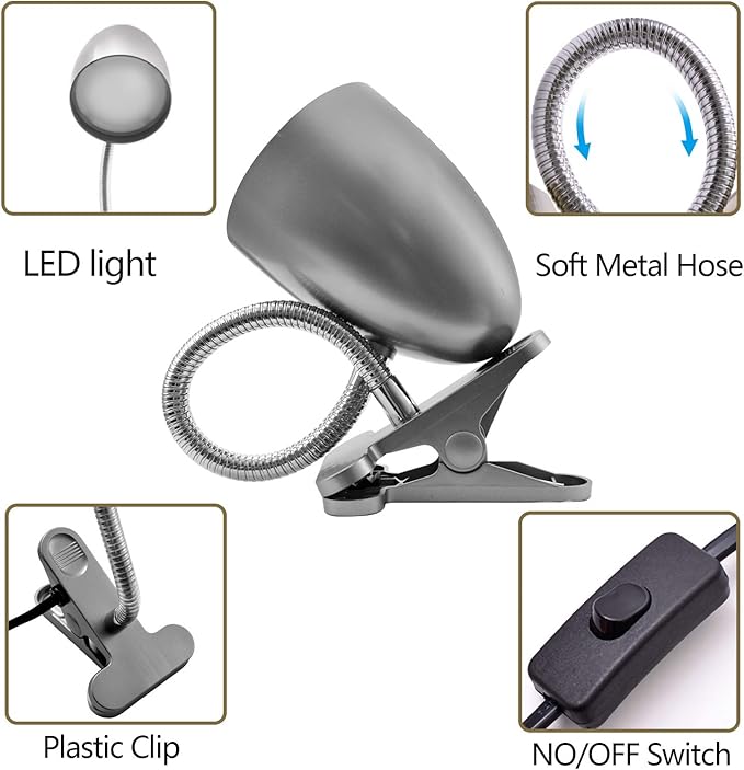 Desk lamp with Clamp, Non-Dimmable Clip Light - Image 4