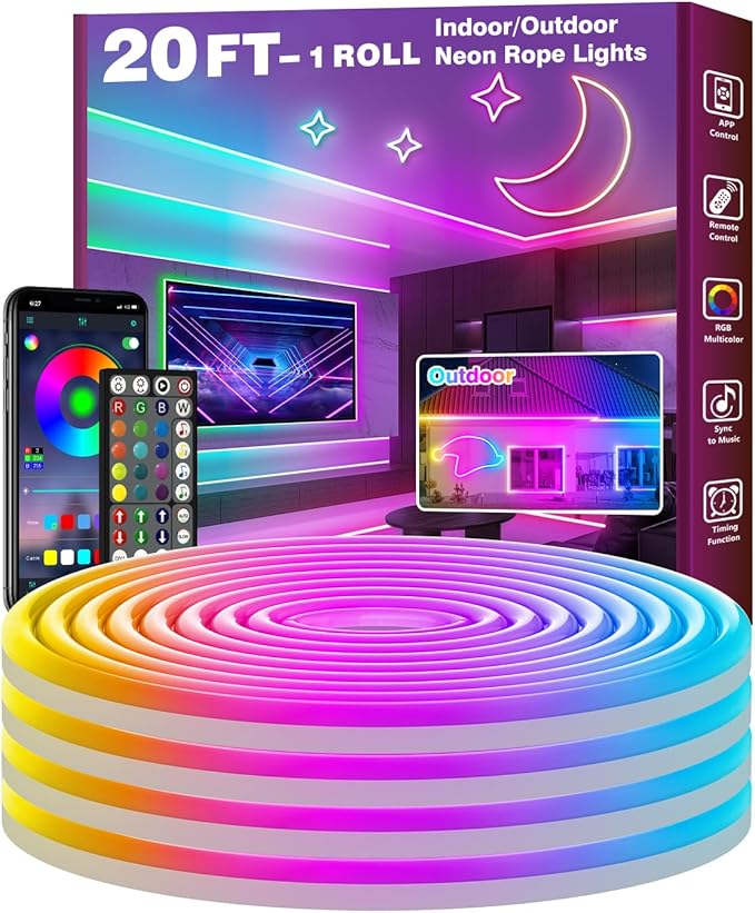 20Ft Led Rope Lights, Flexible Neon Lights Control by Unknown