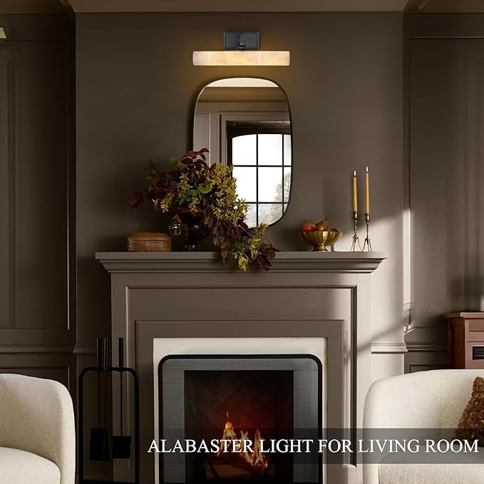 Alabaster Bathroom Vanity Light, 12in Modern Spanish Marble LED Bathroom Light - Image 12