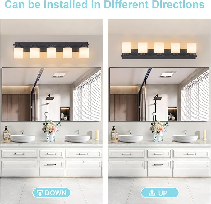5 Light Modern Bathroom Light Fixtures Over Mirror, E26 Socket - Image 4