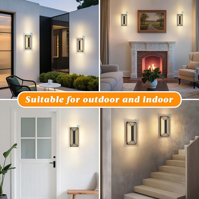Dawn To Dusk Outdoor Light Fixture Modern Exterior Wall Light, 3-Tier Black - Image 6