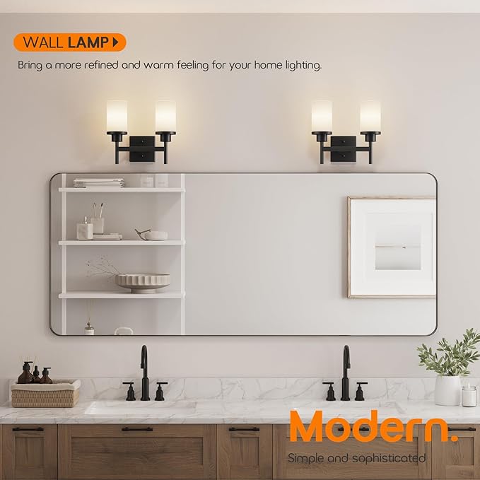 Wall Light Fixtures Matte Black Bathroom Vanity Lights Over Mirror - Image 2