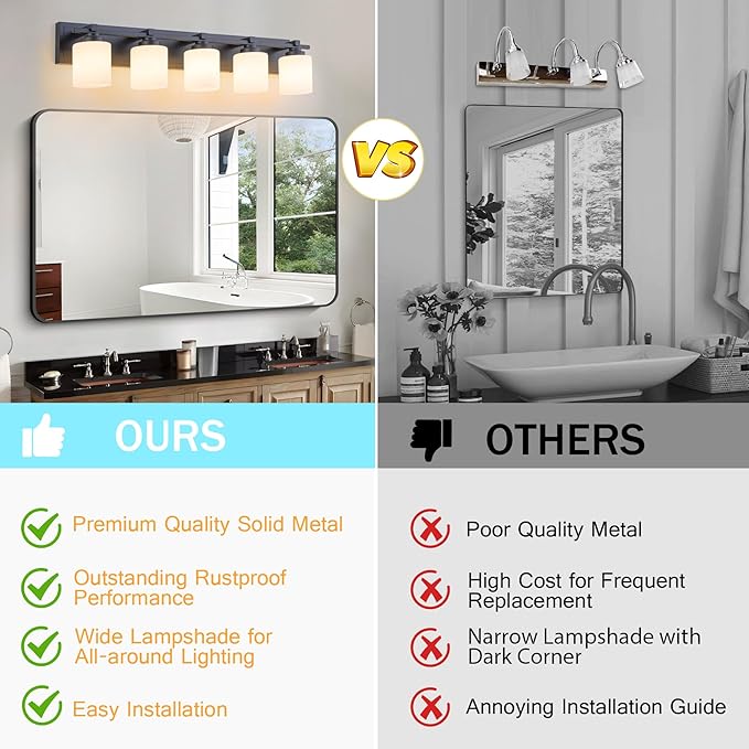 5 Light Modern Bathroom Light Fixtures Over Mirror, E26 Socket - Image 8