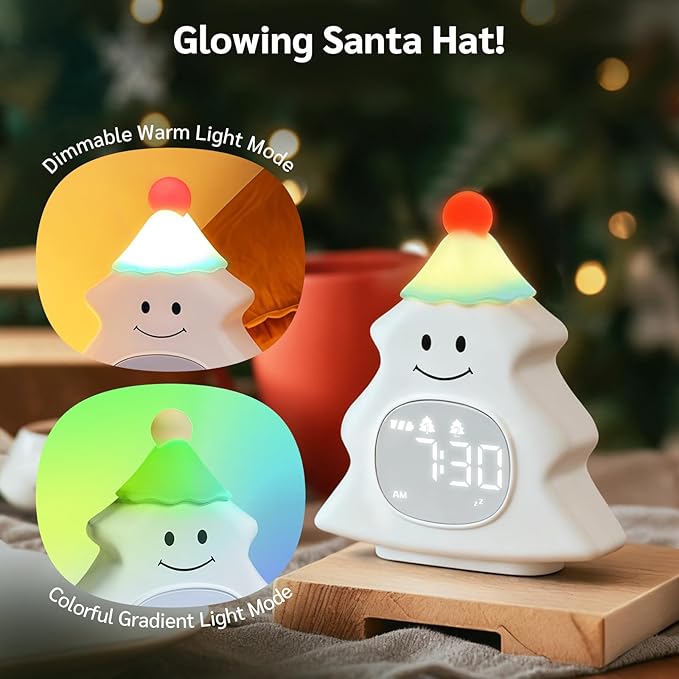 Yiliaw Kids Alarm Clock with Night Light, Christmas Tree Wake Up Clock - Image 4