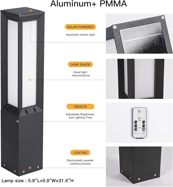 Solar Pathway Light, 31.5" Landscape Path Lights Outdoor Waterproof, Aluminum - Image 2