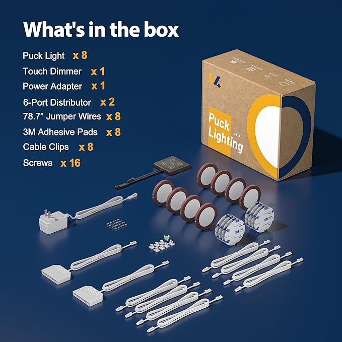 V4light LED Puck Lights 8 Pack, 6mm Ultra-Thin Plug in Under Cabinet Lighting - Image 9