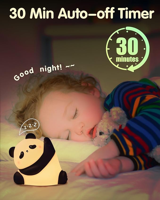Panda Night Light, Rechargeable 3 Level Dimmable LED Squishy Nursery Nightlight - Image 3