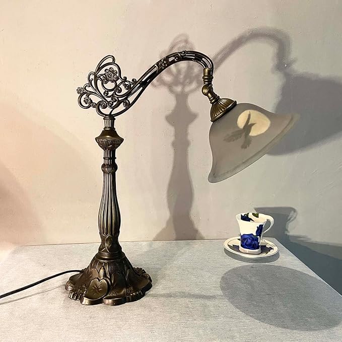 Bieye L13006 Hand-Painted Raven Table Lamp, Bridge Arm Desk Lamp - Image 5