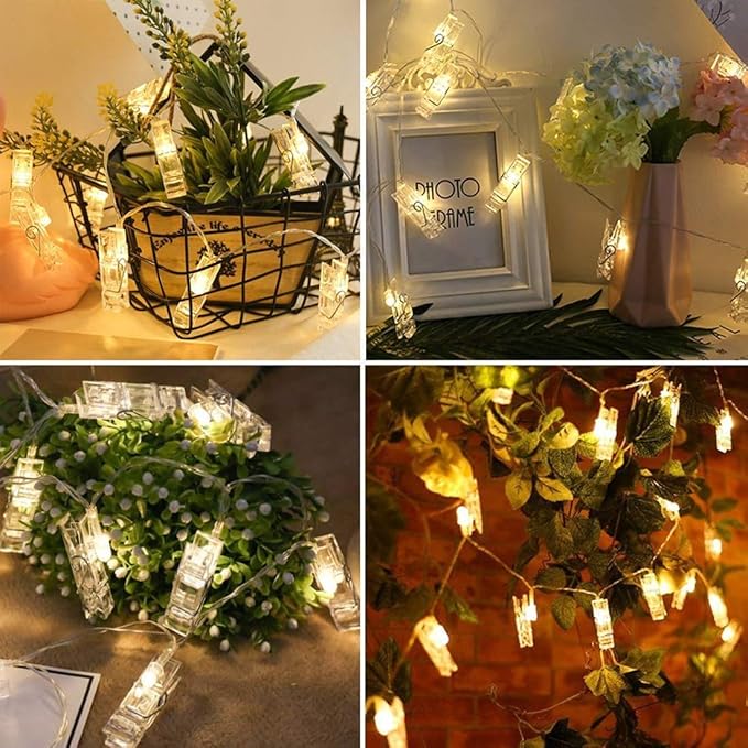 Dopheuor Photo Clip String Lights LED Battery Operated Starry Fairy Copper - Image 7