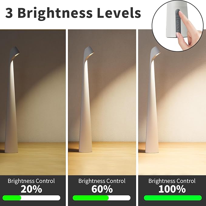 Portable LED Table Lamp 3-Levels Brightness, Rechargeable Battery Up to 48 - Image 5
