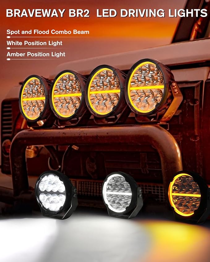 BraveWAY 6.5 Inch Round LED Driving Lights 140W 20400LM Round LED Offroad Light - Image 2