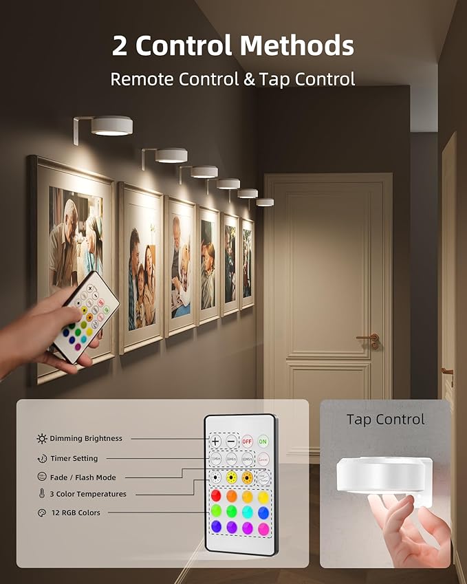 EZVALO Picture Lights for Wall, Rechargeable Battery Magnetic Poster Lights - Image 5
