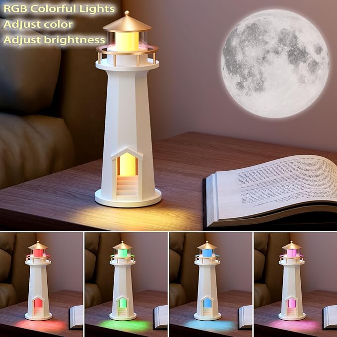 Light House Night Light with Speaker, Moon Projection Lamp, Wireless Phone - Image 9