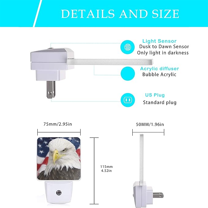 American Flag Night Light, Eagle Night Lights 0.5W Sleep Friendly - Image 2