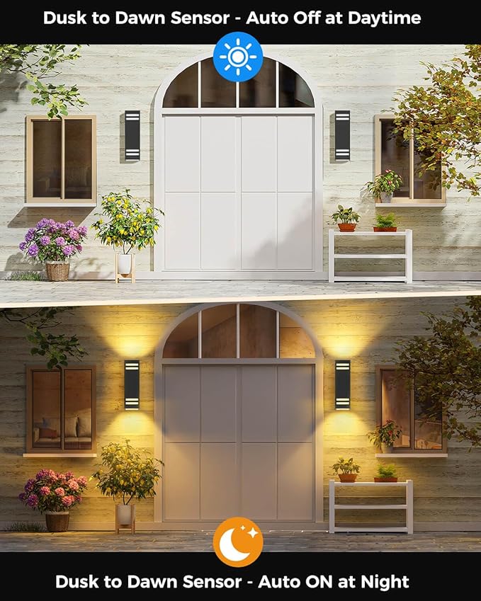 SHIMR Dusk to Dawn Outdoor Light Fixture, Modern Outdoor Wall Lights - Image 2