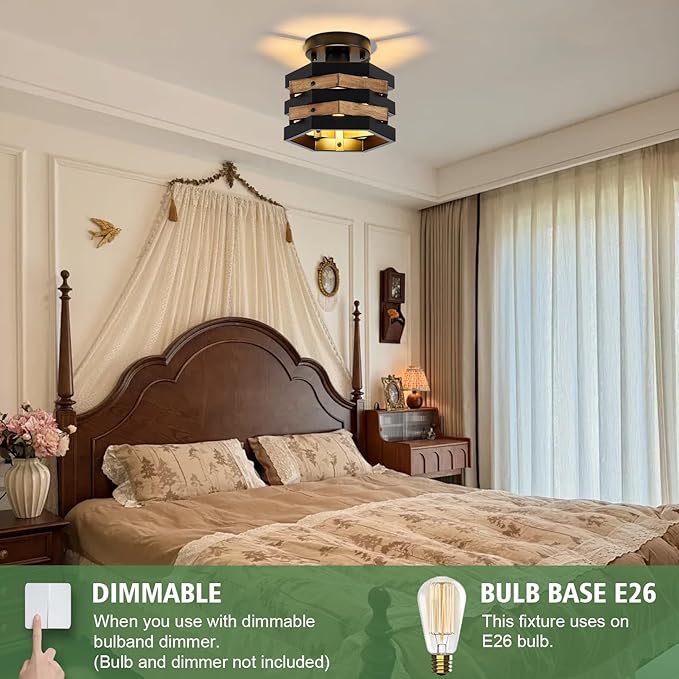 Farmhouse Flush Mount Ceiling Light, 1-Light Hallway Light Fixtures Ceiling - Image 8
