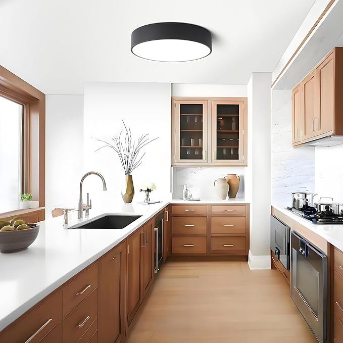 Modern Dimmable Round Black LED Large Flush Mount Ceiling Light Fixture - Image 6