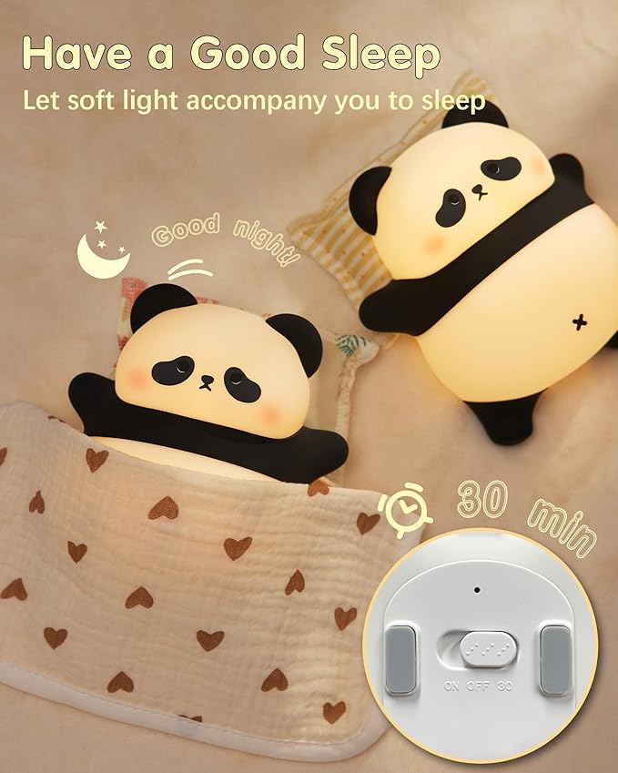 Voice Control Panda Night Light, 6 Colors 30-Minute Timer, Cute Animal Silicone - Image 6