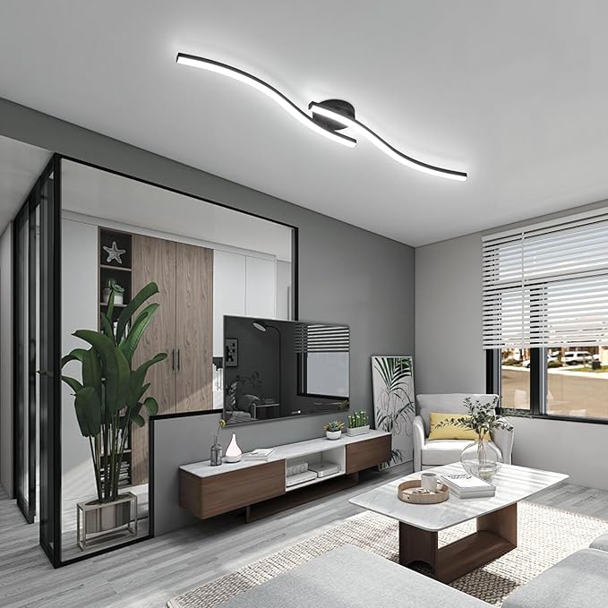 39.37Inch Linear Ceiling Light 6000K Black Modern Ceiling Light Fixture 28W - Image 8