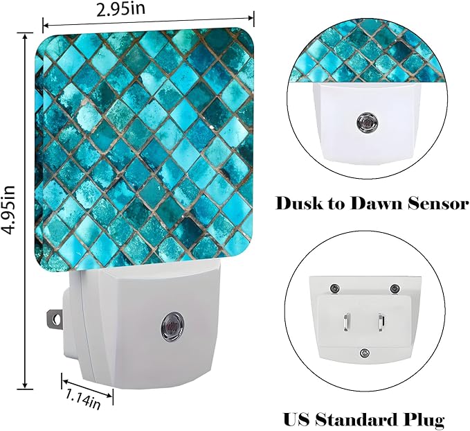 Turquoise Blue Night Light, Plug Into Wall Decor - Image 2