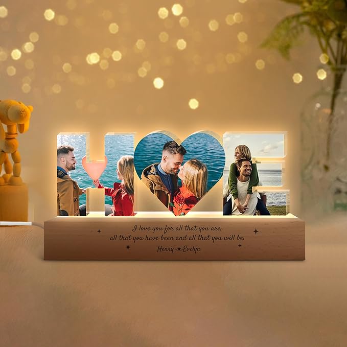 Personalized Initial Photo Collage Night Light – Custom Couple’s First Initial - Image 3