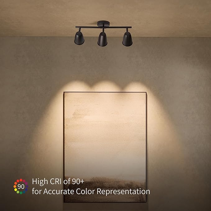 Aisilan LED 3-Light Track Lighting Fixtures Ceiling, Matte Black GU10 Track - Image 2