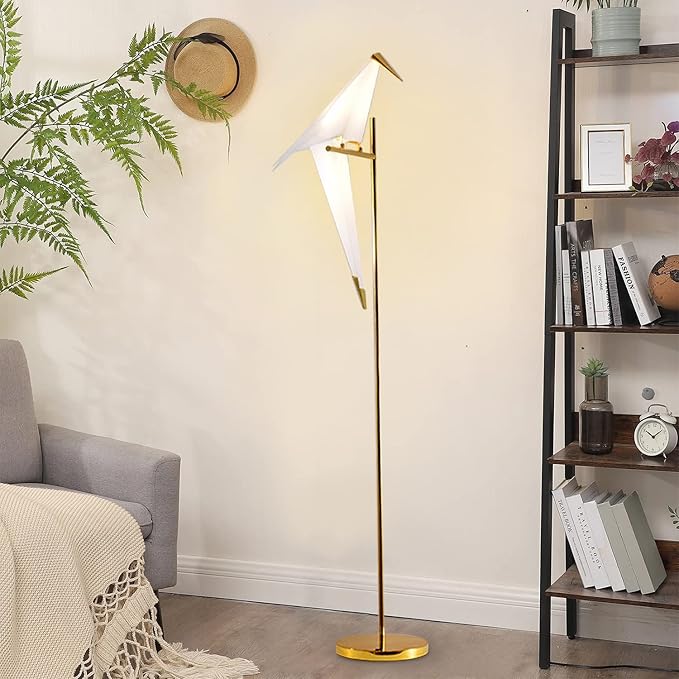 MORE CHANGE 62-Inch Modern Bird Floor Lamp, Origami Bird Lamp Gold Standing Lamp - Image 8