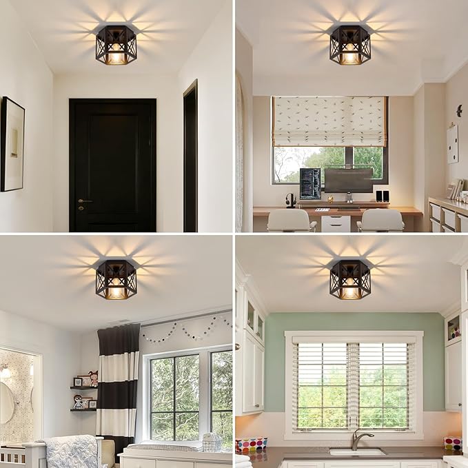 2 Pack Flush Mount Ceiling Light, 1-Light Black Light Fixtures Ceiling Mount - Image 7