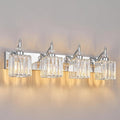 Modern Bathroom Vanity Light 4-Light Chrome Crystal Light Fixtures Over Mirror by BBLLWJ