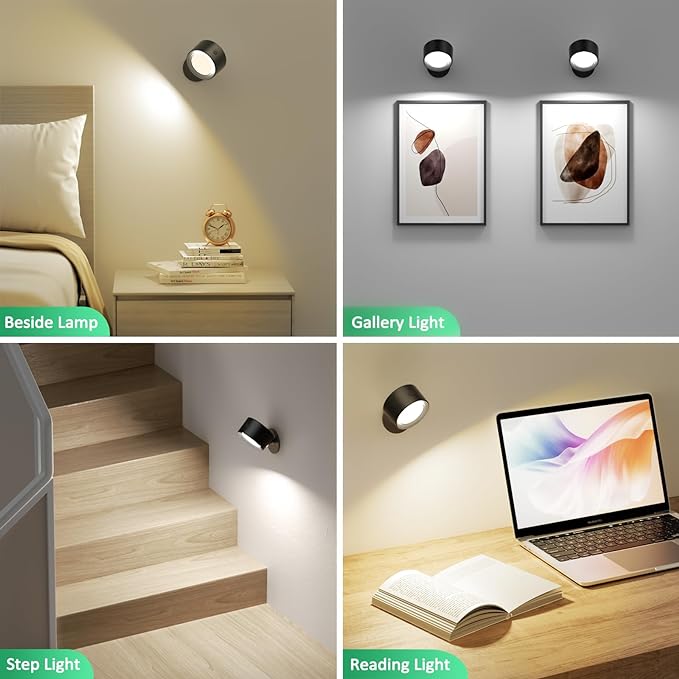 Lightbiz LED Wall Lights with Remote, Wall Mounted Sconces 3000mAh Rechargeable - Image 2
