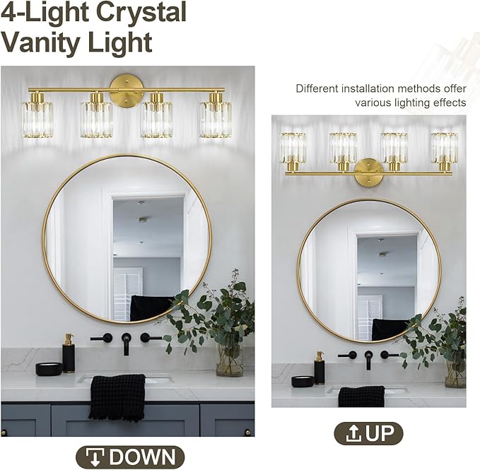 Crystal Bathroom Light Fixtures, Bathroom Lighting Fixtures Over Mirror - Image 7