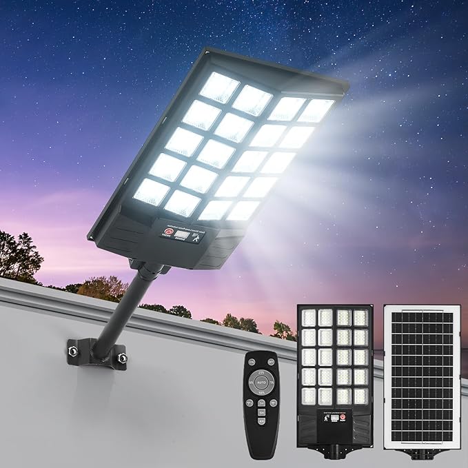 Solar Street Light with Remote, Waterproof Motion Sensor Flood Light, Dusk to by JOISTOON