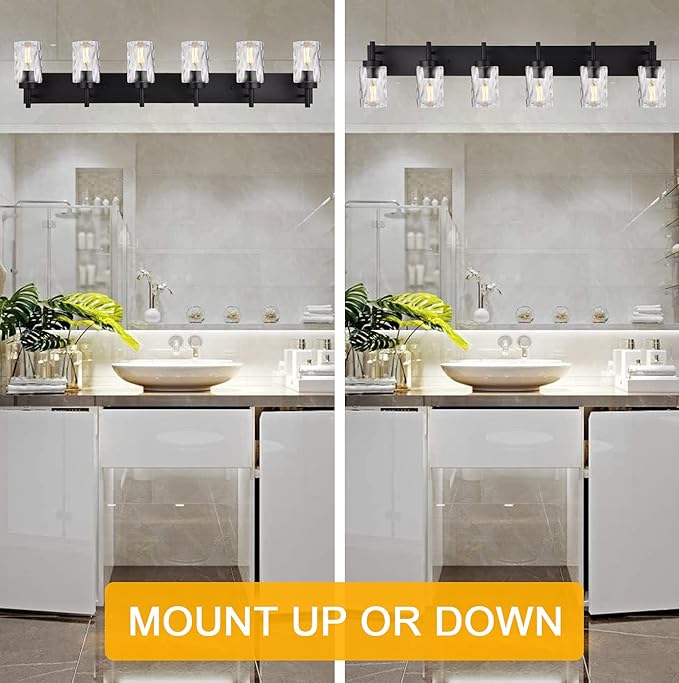 BONLICHT Transitional Bath Vanity Light Fixture 6 Light Black Wall Sconce - Image 4