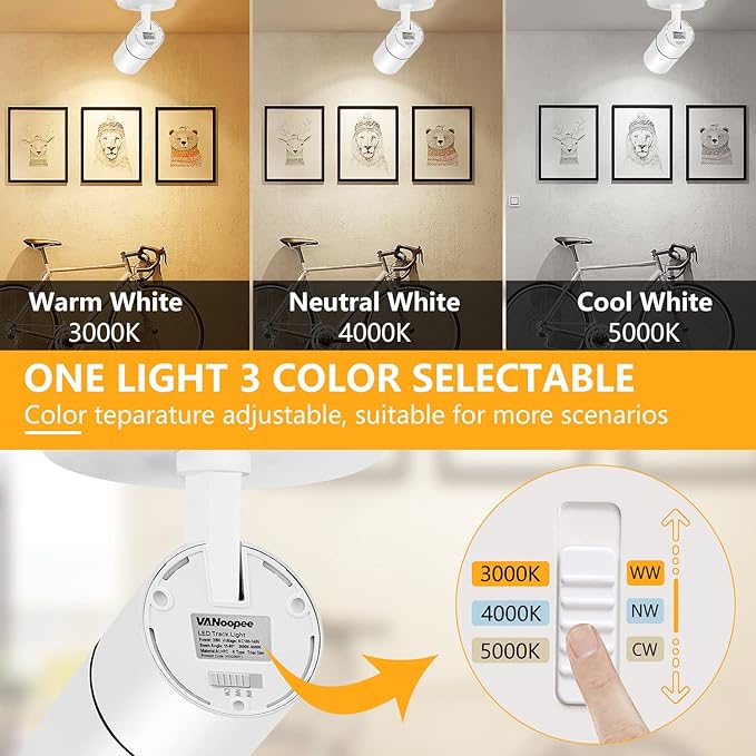 VANoopee 3-Color Zoomable LED Ceiling Spotlight Flush Mount Adjustable - Image 3